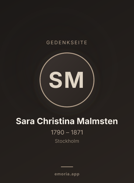 Gedenkportrait von Sara Christina Malmsten