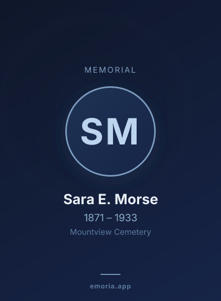 Memorial portrait of Sara E. Morse