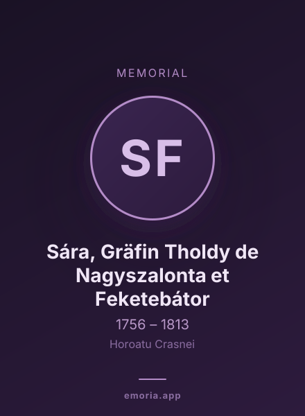 Memorial portrait of Sára, Gräfin Tholdy de Nagyszalonta et Feketebátor