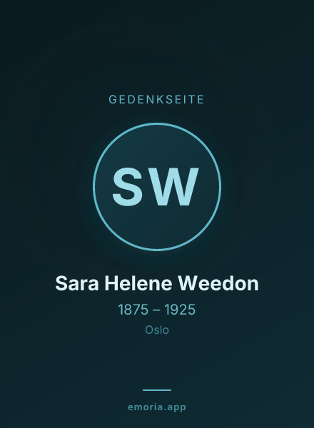 Gedenkportrait von Sara Helene Weedon