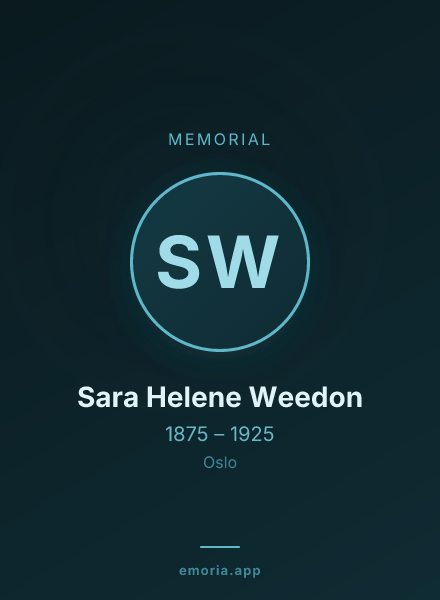 Memorial portrait of Sara Helene Weedon