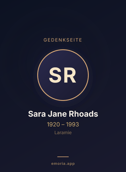 Gedenkportrait von Sara Jane Rhoads