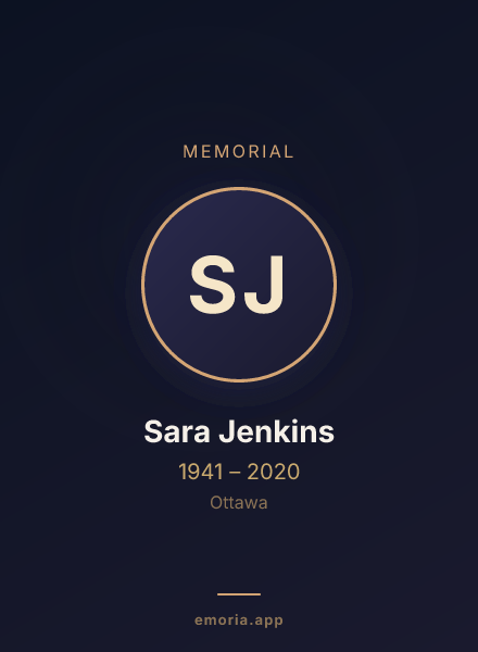 Memorial portrait of Sara Jenkins