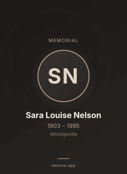 Memorial portrait of Sara Louise Nelson