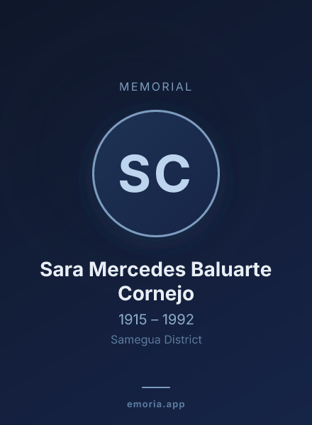Memorial portrait of Sara Mercedes Baluarte Cornejo