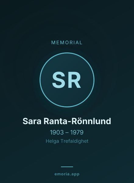 Memorial portrait of Sara Ranta-Rönnlund