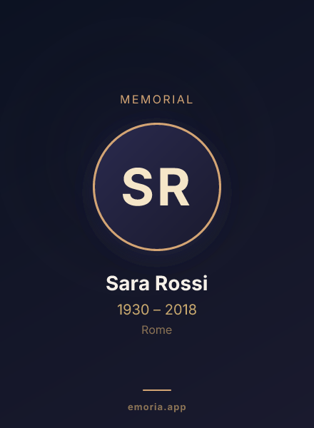 Memorial portrait of Sara Rossi