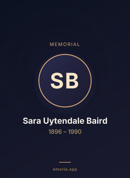 Memorial portrait of Sara Uytendale Baird