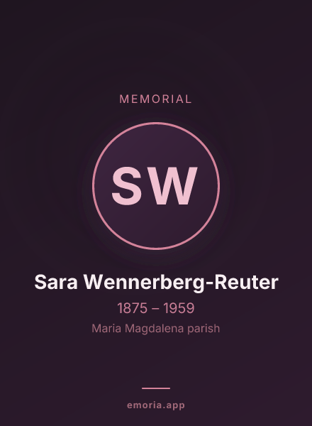 Memorial portrait of Sara Wennerberg-Reuter