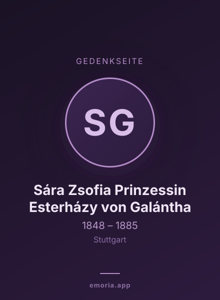 Gedenkportrait von Sára Zsofia Prinzessin Esterházy von Galántha