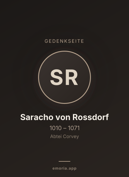 Gedenkportrait von Saracho von Rossdorf