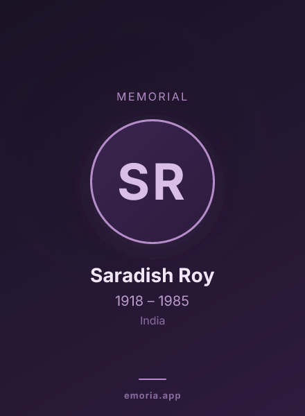 Memorial portrait of Saradish Roy