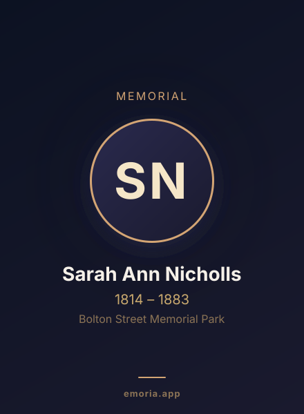 Memorial portrait of Sarah Ann Nicholls