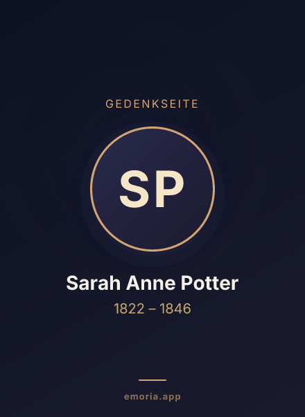 Gedenkportrait von Sarah Anne Potter