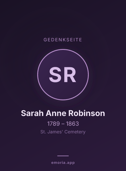 Gedenkportrait von Sarah Anne Robinson
