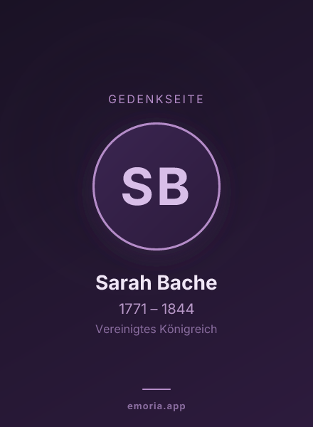Gedenkportrait von Sarah Bache