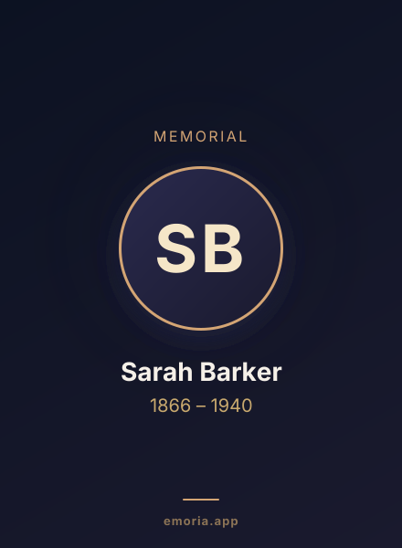 Memorial portrait of Sarah Barker
