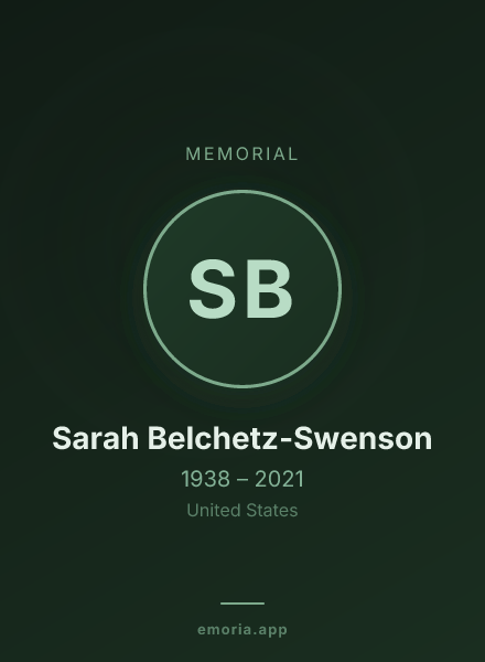 Memorial portrait of Sarah Belchetz-Swenson