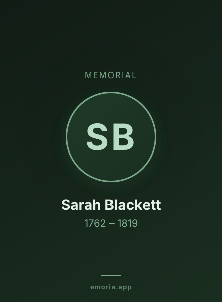 Memorial portrait of Sarah Blackett