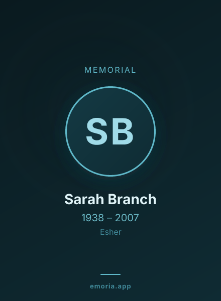 Memorial portrait of Sarah Branch