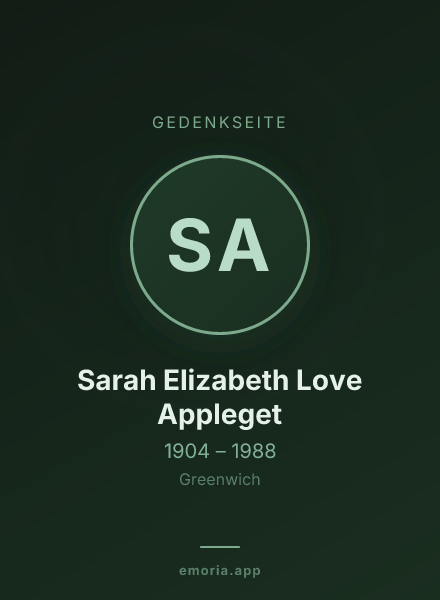Gedenkportrait von Sarah Elizabeth Love Appleget