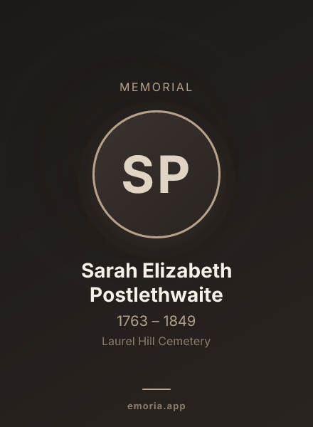 Memorial portrait of Sarah Elizabeth Postlethwaite