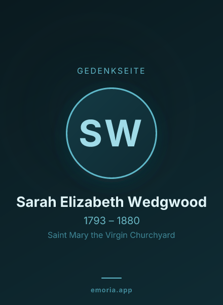 Gedenkportrait von Sarah Elizabeth Wedgwood