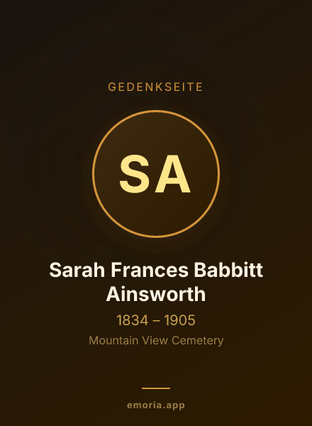 Gedenkportrait von Sarah Frances Babbitt Ainsworth