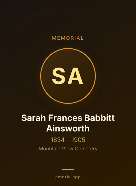 Memorial portrait of Sarah Frances Babbitt Ainsworth