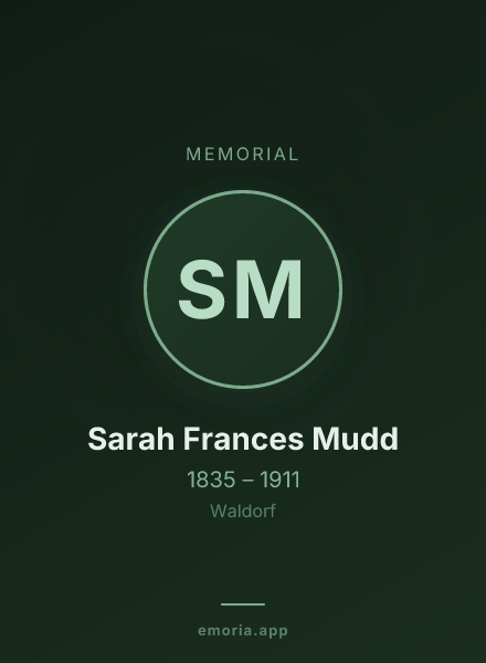 Memorial portrait of Sarah Frances Mudd