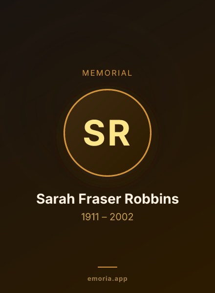 Memorial portrait of Sarah Fraser Robbins
