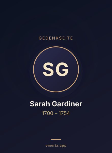 Gedenkportrait von Sarah Gardiner
