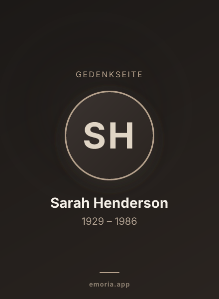 Gedenkportrait von Sarah Henderson
