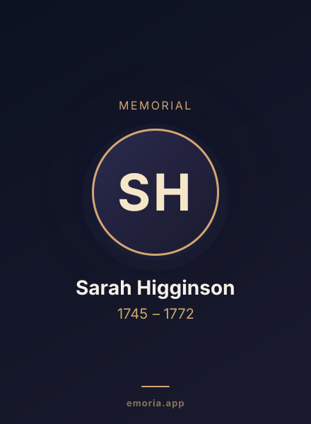 Memorial portrait of Sarah Higginson