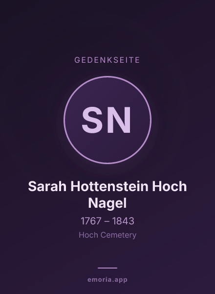 Gedenkportrait von Sarah Hottenstein Hoch Nagel