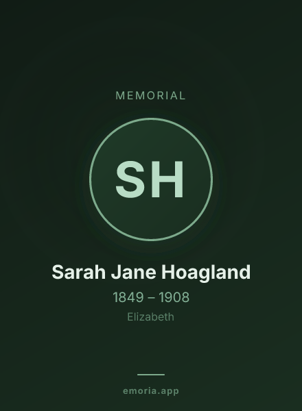 Memorial portrait of Sarah Jane Hoagland