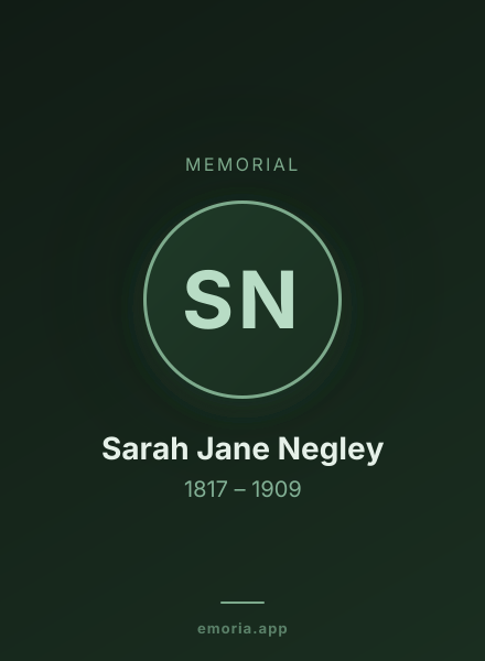 Memorial portrait of Sarah Jane Negley