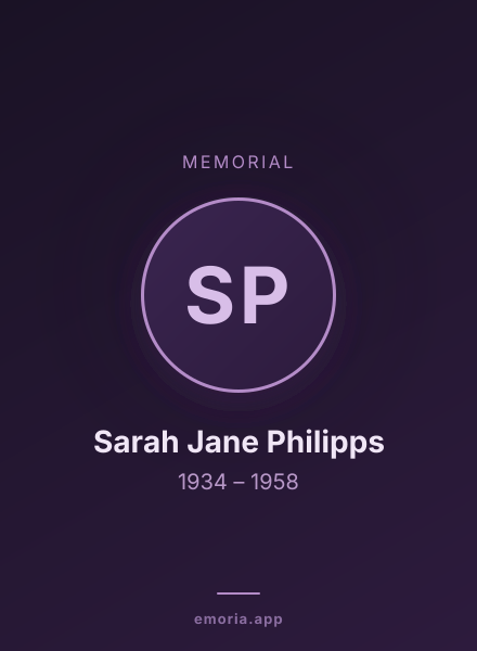 Memorial portrait of Sarah Jane Philipps