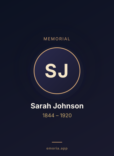 Memorial portrait of Sarah Johnson