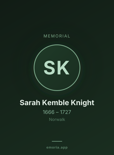 Memorial portrait of Sarah Kemble Knight