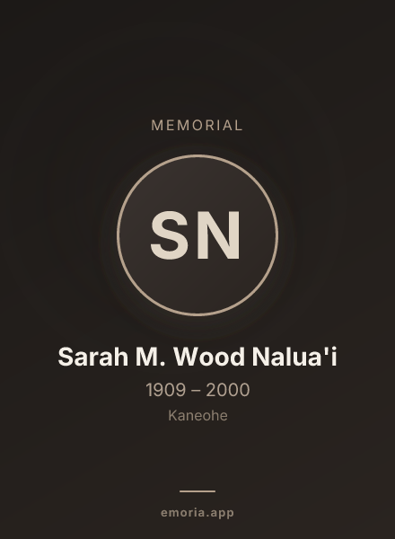 Memorial portrait of Sarah M. Wood Nalua'i