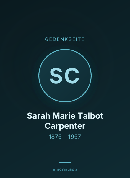 Gedenkportrait von Sarah Marie Talbot Carpenter