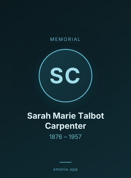 Memorial portrait of Sarah Marie Talbot Carpenter