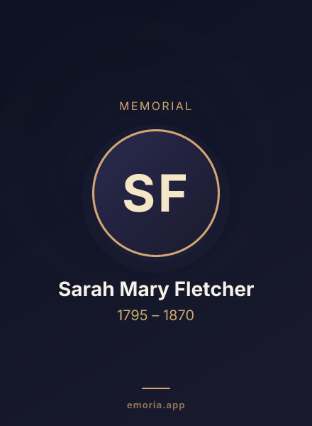 Memorial portrait of Sarah Mary Fletcher