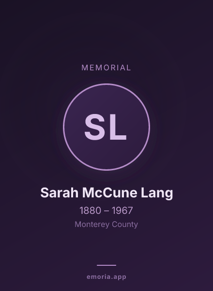 Memorial portrait of Sarah McCune Lang