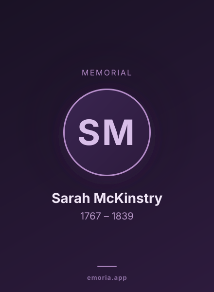 Memorial portrait of Sarah McKinstry