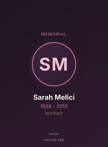 Memorial portrait of Sarah Melici