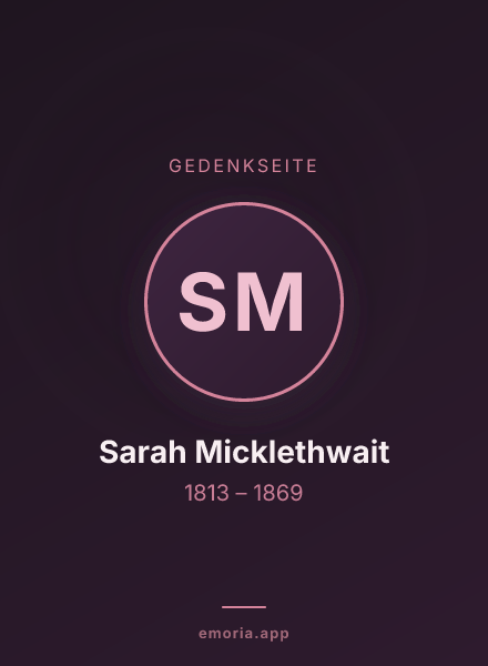 Gedenkportrait von Sarah Micklethwait