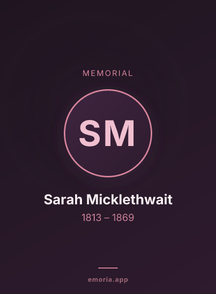 Memorial portrait of Sarah Micklethwait