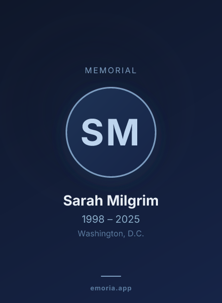 Memorial portrait of Sarah Milgrim